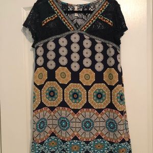 Fun patterned dress with embroidered detail